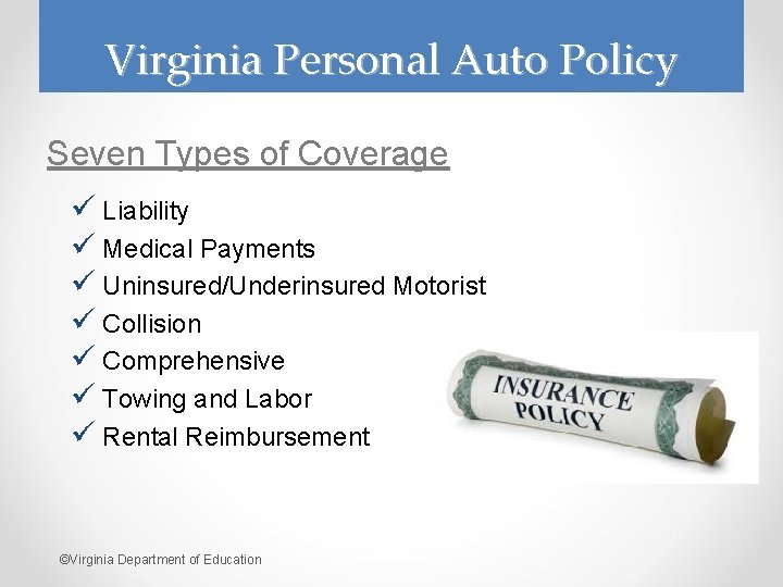 Virginia Department of Education Module Eleven Driver Responsibilities