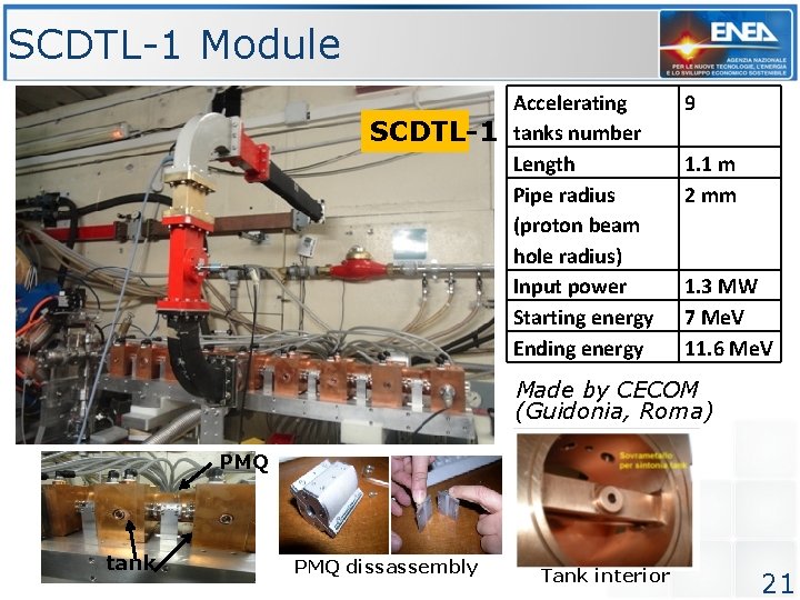 SCDTL-1 Module SCDTL-1 Accelerating tanks number Length Pipe radius (proton beam hole radius) Input SCDTL-1 Module SCDTL-1 Accelerating tanks number Length Pipe radius (proton beam hole radius) Input
