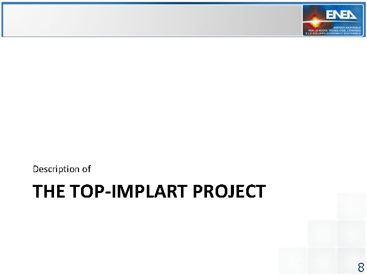 Description of THE TOP-IMPLART PROJECT 8 Description of THE TOP-IMPLART PROJECT 8