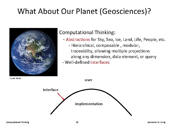 What About Our Planet (Geosciences)? Computational Thinking: - Abstractions for Sky, Sea, Ice, Land,