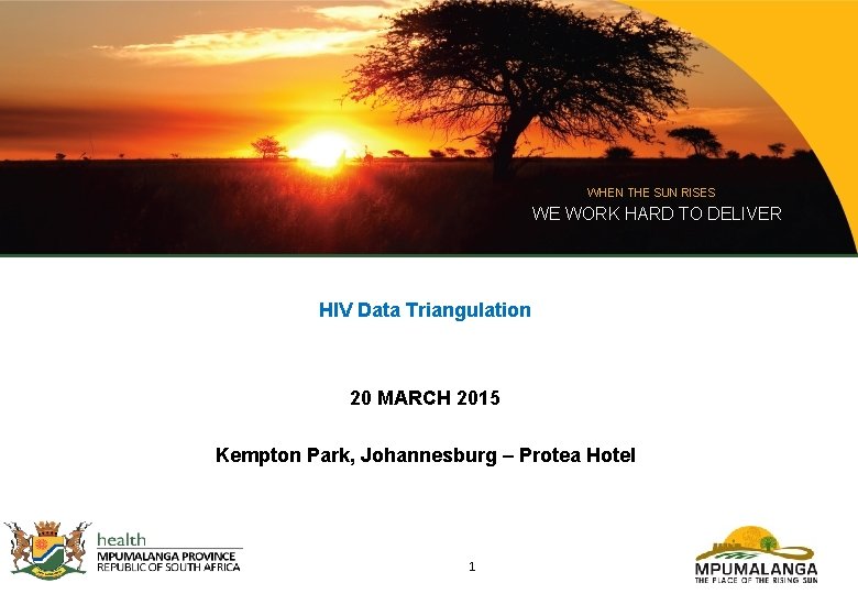 WHEN THE SUN RISES WE WORK HARD TO DELIVER HIV Data Triangulation 20 MARCH