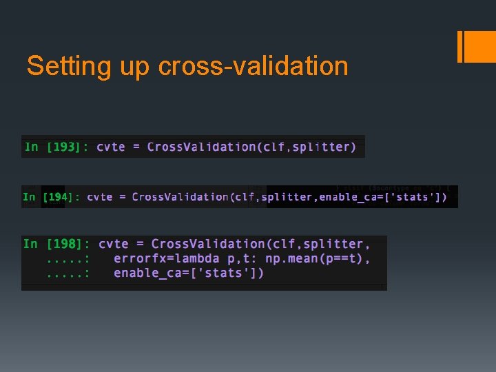 Setting up cross-validation 