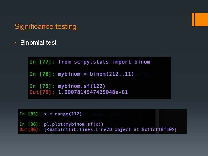 Significance testing • Binomial test 