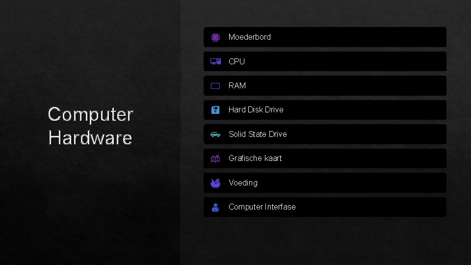 Moederbord CPU RAM Computer Hardware Hard Disk Drive Solid State Drive Grafische kaart Voeding