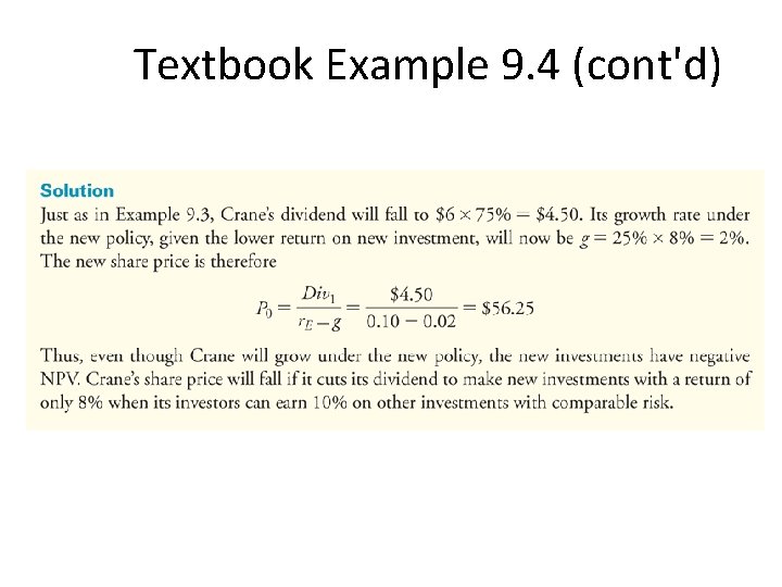 Textbook Example 9. 4 (cont'd) 