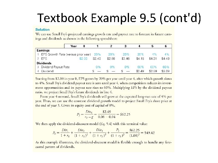 Textbook Example 9. 5 (cont'd) 