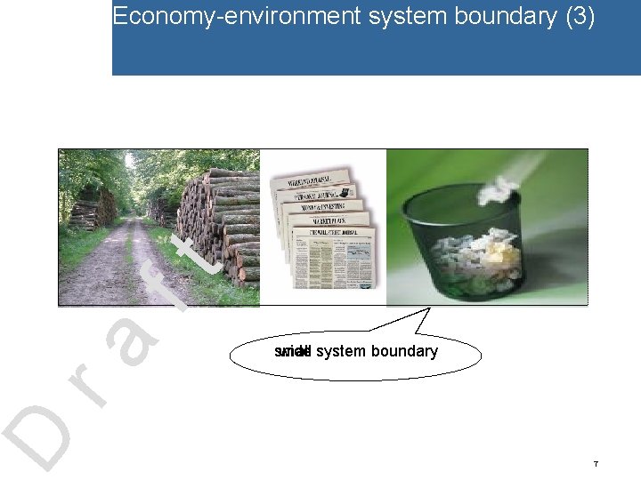 D ra ft Economy-environment system boundary (3) small wide system boundary 7 