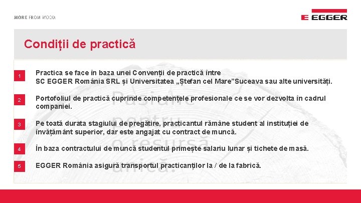 Condiții de practică 1 Practica se face în baza unei Convenții de practică între