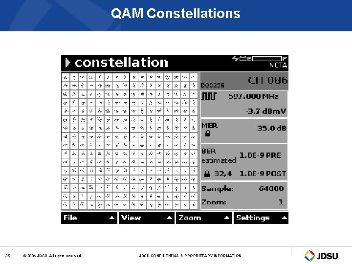 QAM Constellations 35 © 2006 JDSU. All rights reserved. JDSU CONFIDENTIAL & PROPRIETARY INFORMATION