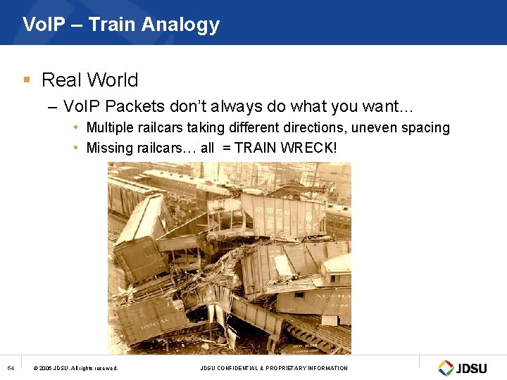 Vo. IP – Train Analogy § Real World – Vo. IP Packets don’t always