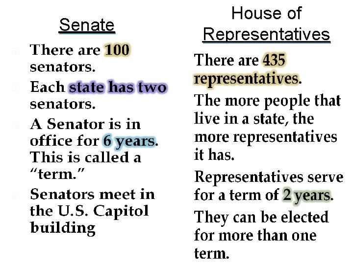 Senate House of Representatives 