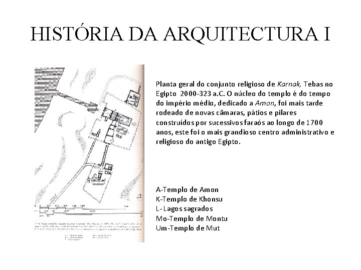 HISTÓRIA DA ARQUITECTURA I Planta geral do conjunto religioso de Karnak, Tebas no Egipto HISTÓRIA DA ARQUITECTURA I Planta geral do conjunto religioso de Karnak, Tebas no Egipto