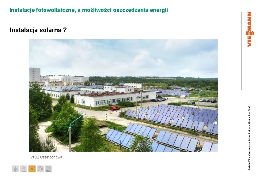 Instalacje fotowoltaiczne, a możliwości oszczędzania energii WSS Częstochowa Dział OZE – Viessmann – Adam Instalacje fotowoltaiczne, a możliwości oszczędzania energii WSS Częstochowa Dział OZE – Viessmann – Adam