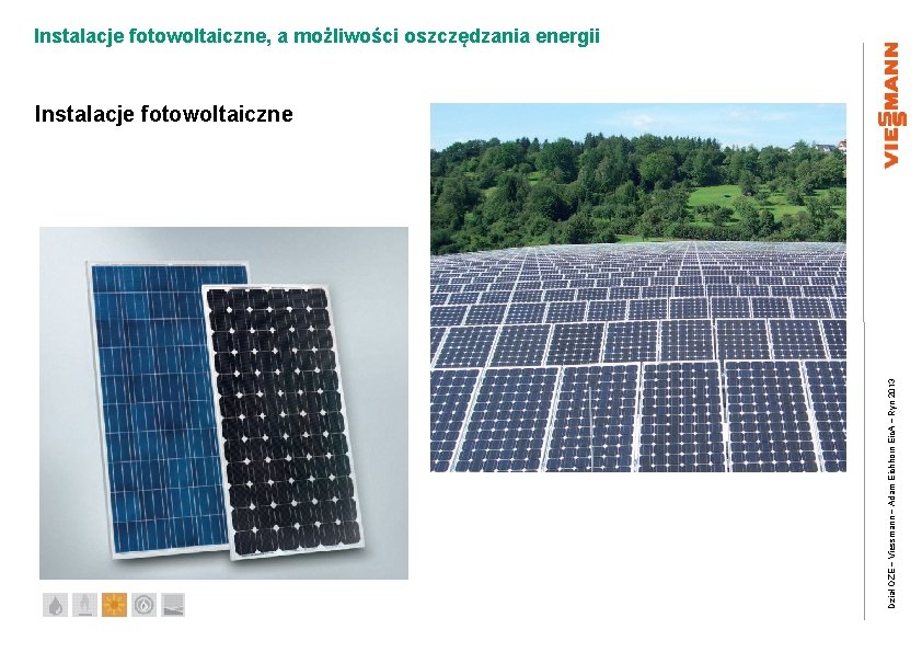 Instalacje fotowoltaiczne, a możliwości oszczędzania energii Dział OZE – Viessmann – Adam Eichhorn Eic.
