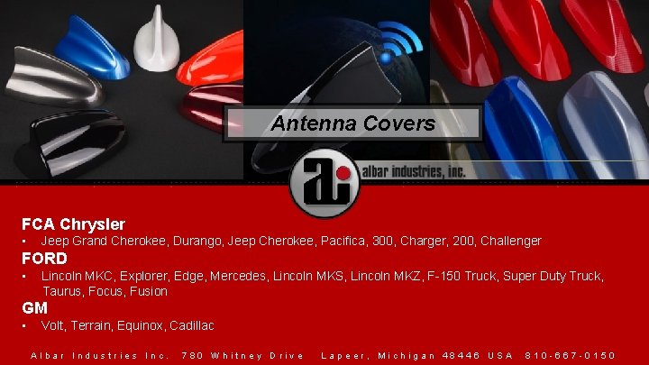 Antenna Covers FCA Chrysler • Jeep Grand Cherokee, Durango, Jeep Cherokee, Pacifica, 300, Charger,