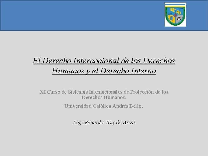 El Derecho Internacional de los Derechos Humanos y el Derecho Interno XI Curso de