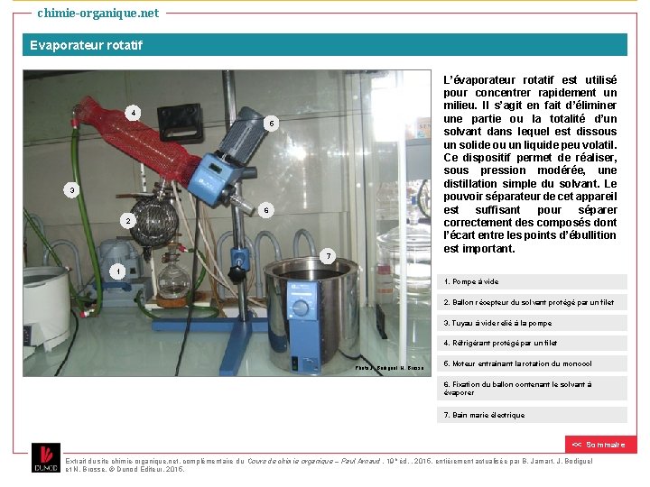 chimie-organique. net Evaporateur rotatif L’évaporateur rotatif est utilisé pour concentrer rapidement un milieu. Il