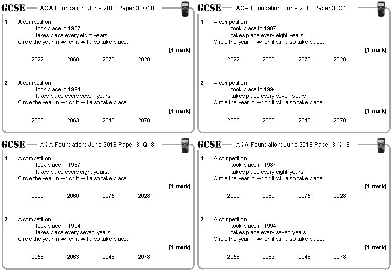 AQA Foundation: June 2018 Paper 3, Q 18 1 AQA Foundation: June 2018 Paper