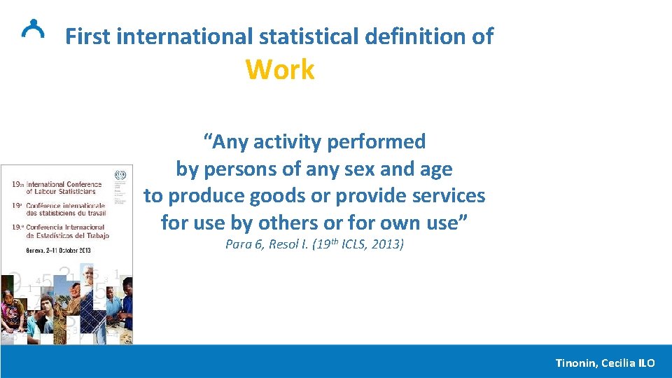 First international statistical definition of Work “Any activity performed by persons of any sex