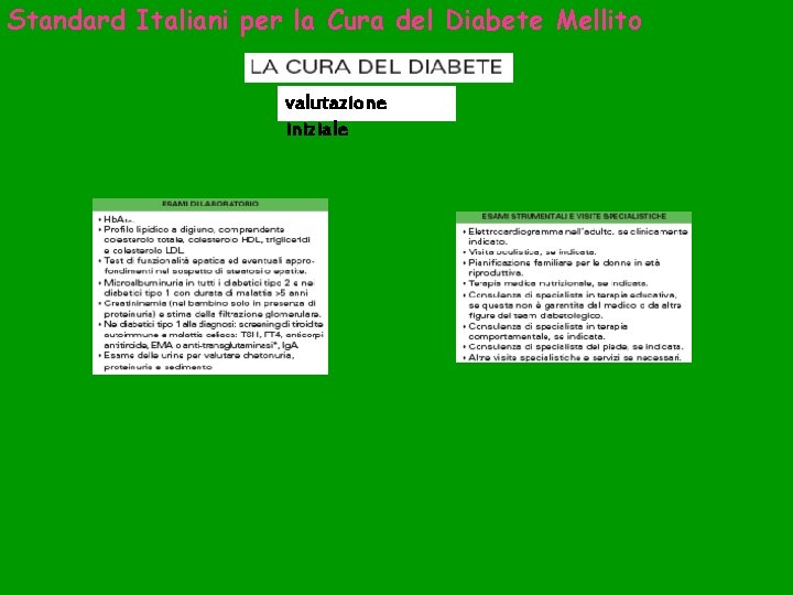 Standard Italiani per la Cura del Diabete Mellito valutazione iniziale 