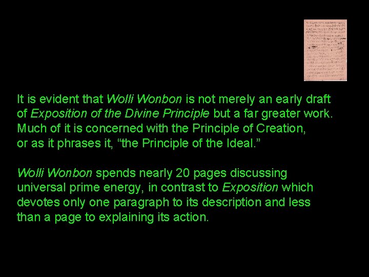 It is evident that Wolli Wonbon is not merely an early draft of Exposition