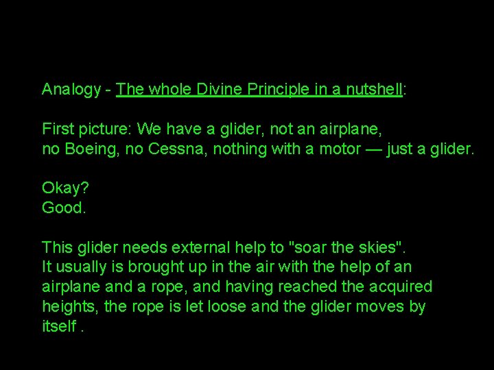 Analogy - The whole Divine Principle in a nutshell: First picture: We have a