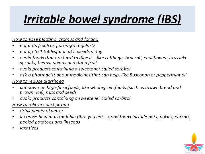 Irritable bowel syndrome (IBS) How to ease bloating, cramps and farting • eat oats