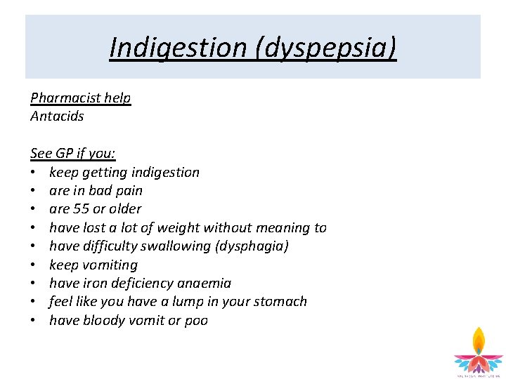 Indigestion (dyspepsia) Pharmacist help Antacids See GP if you: • keep getting indigestion •