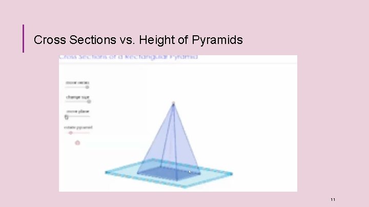 Cross Sections vs. Height of Pyramids 11 Cross Sections vs. Height of Pyramids 11