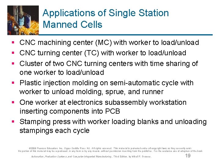 Applications of Single Station Manned Cells § CNC machining center (MC) with worker to