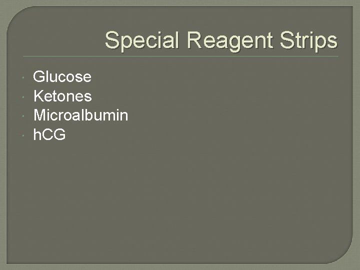 Special Reagent Strips Glucose Ketones Microalbumin h. CG 