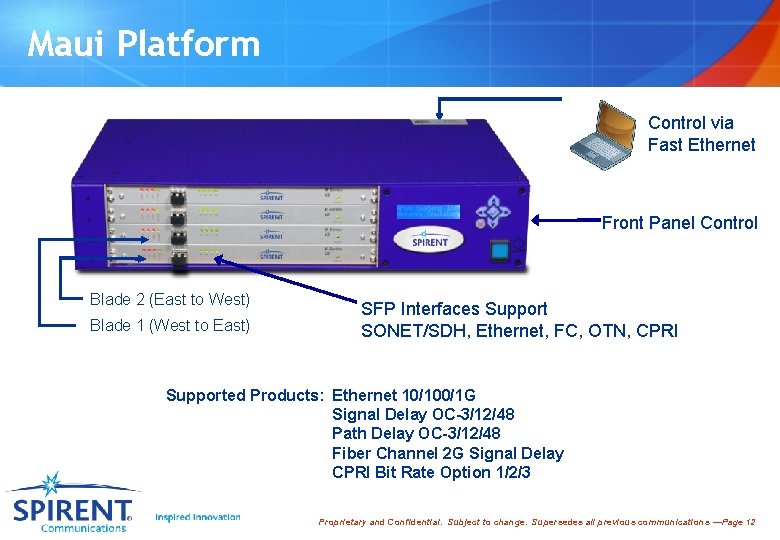 Maui Platform Control via Fast Ethernet Front Panel Control Blade 2 (East to West)