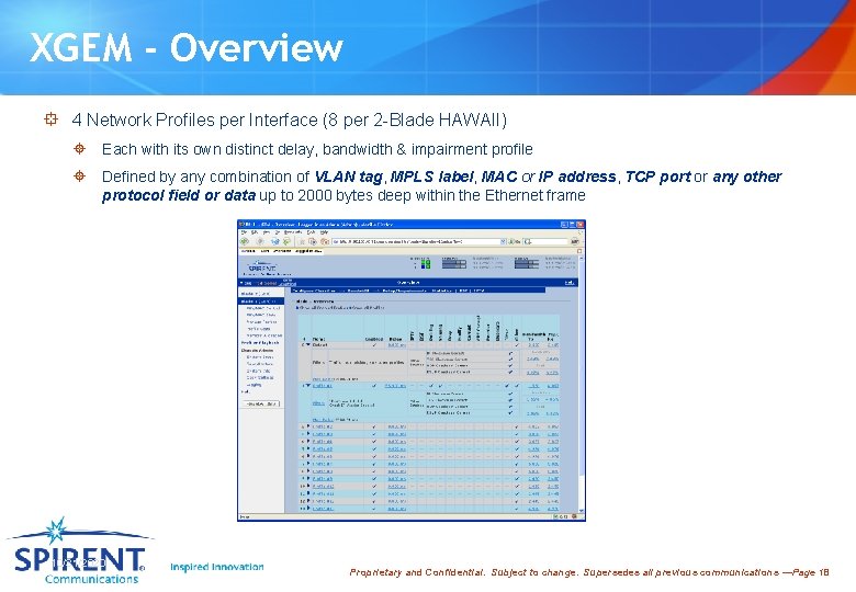 XGEM - Overview ° 4 Network Profiles per Interface (8 per 2 -Blade HAWAII)