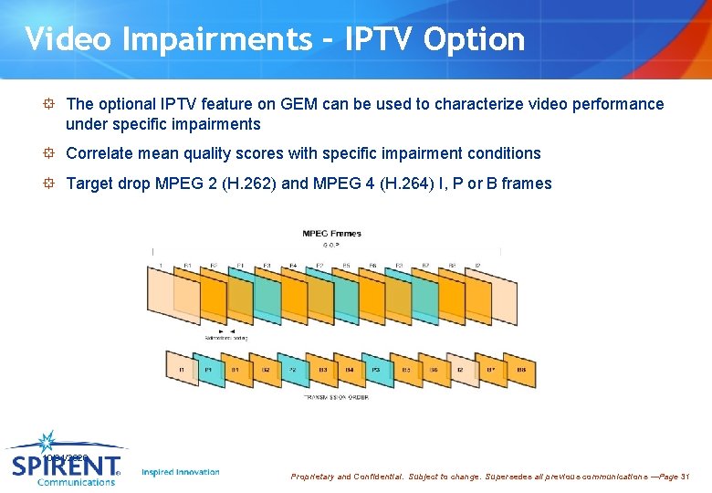 Video Impairments – IPTV Option ° The optional IPTV feature on GEM can be