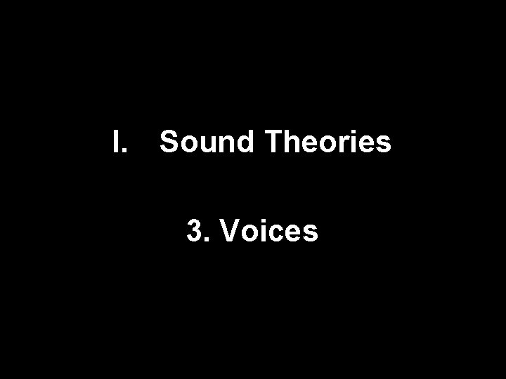 I. Sound Theories 3. Voices 