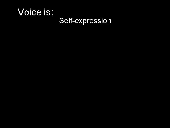 Voice is: Self-expression 