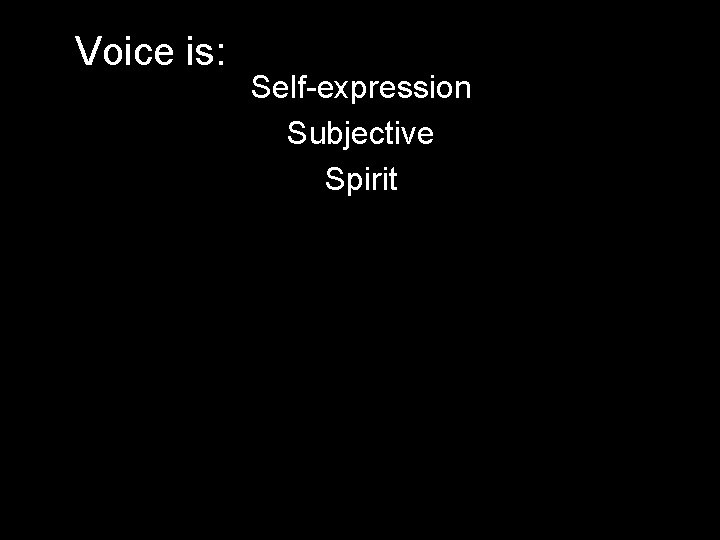 Voice is: Self-expression Subjective Spirit 