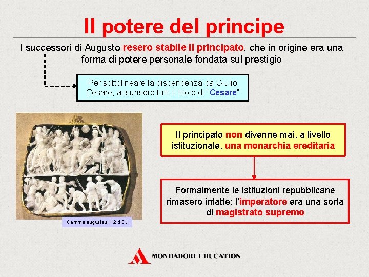 Il potere del principe I successori di Augusto resero stabile il principato, che in