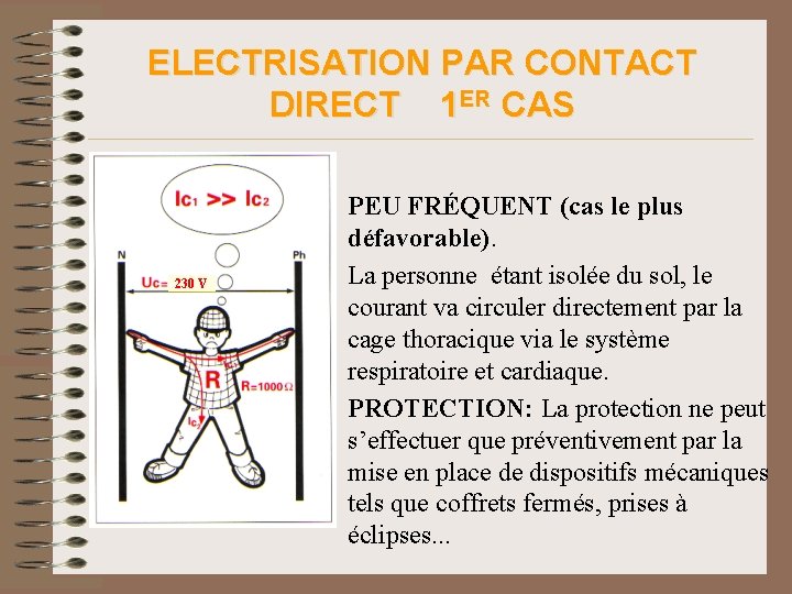 ELECTRISATION PAR CONTACT DIRECT 1 ER CAS 230 V • PEU FRÉQUENT (cas le ELECTRISATION PAR CONTACT DIRECT 1 ER CAS 230 V • PEU FRÉQUENT (cas le