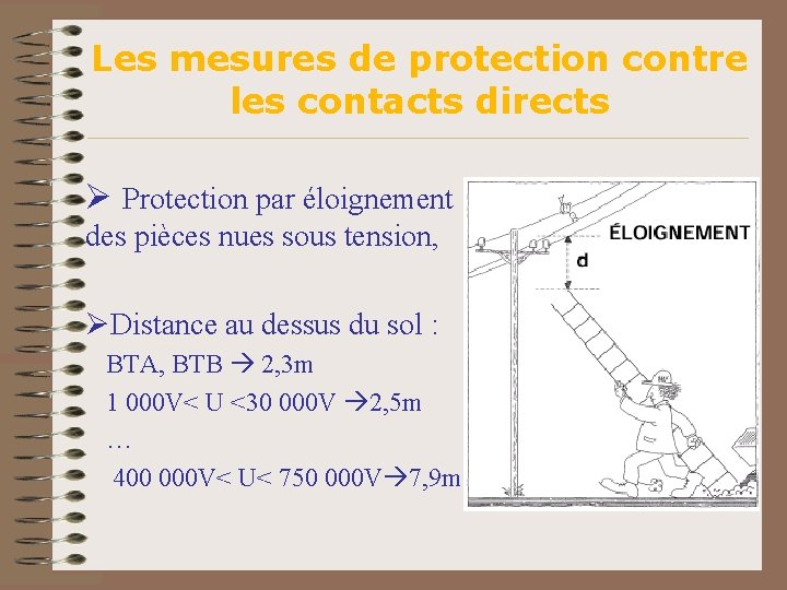 Les mesures de protection contre les contacts directs Ø Protection par éloignement des pièces