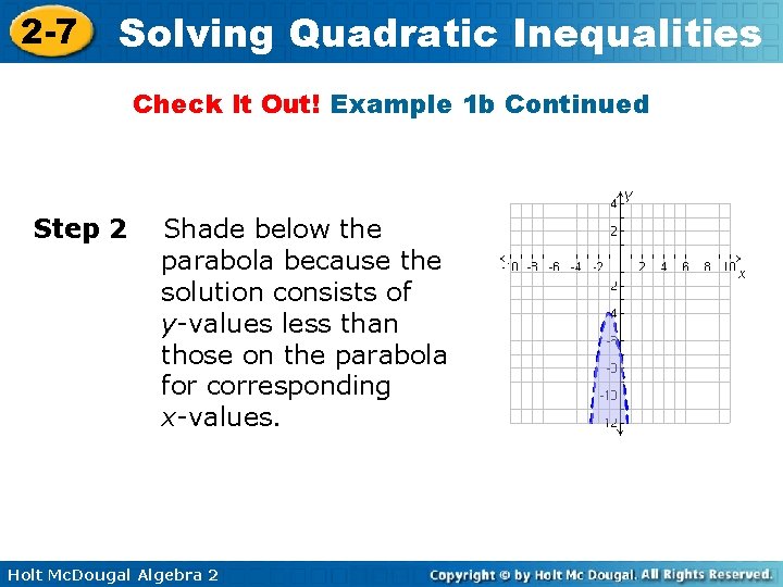 2 -7 Solving Quadratic Inequalities Check It Out! Example 1 b Continued Step 2