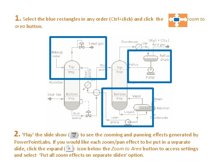 1. Select the blue rectangles in any order (Ctrl+click) and click the zoom to