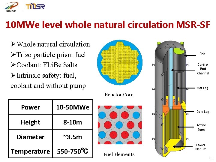 10 MWe level whole natural circulation MSR-SF ØWhole natural circulation ØTriso particle prism fuel