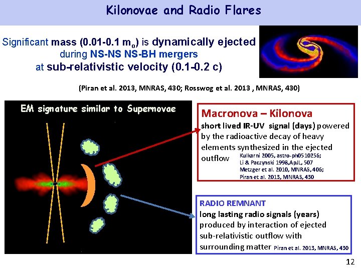 Kilonovae and Radio Flares Significant mass (0. 01 -0. 1 mo) is dynamically ejected