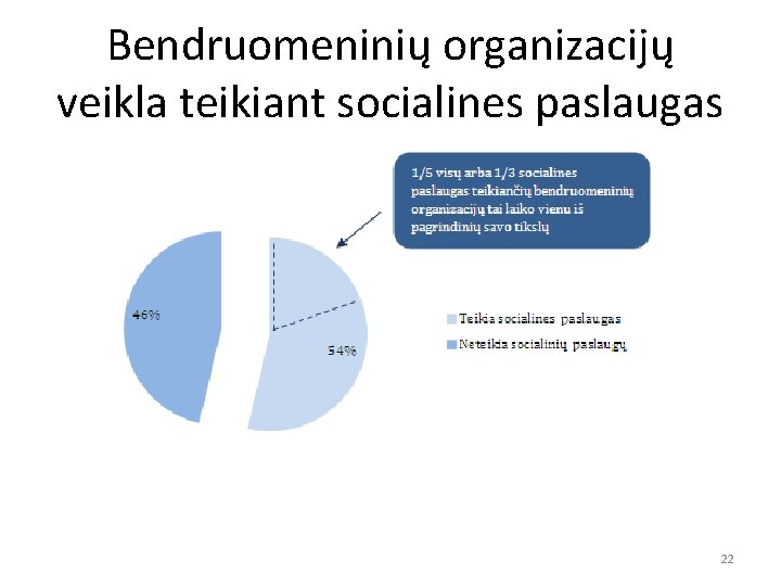 Bendruomeninių organizacijų veikla teikiant socialines paslaugas 22 