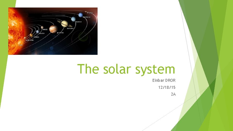 The solar system Einbar DROR 12/18/15 2 A 