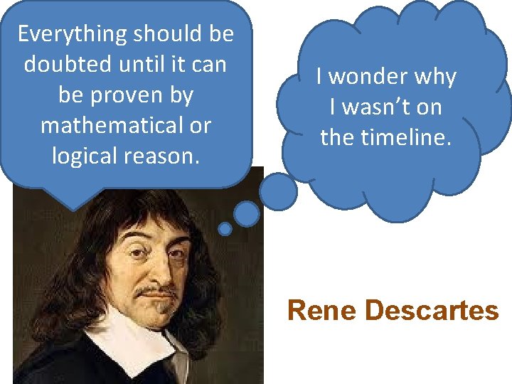 Everything should be doubted until it can be proven by mathematical or logical reason.