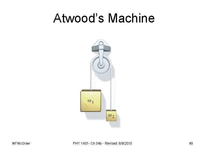 Atwood’s Machine MFMc. Graw PHY 1401 - Ch 04 b - Revised: 6/9/2010 49