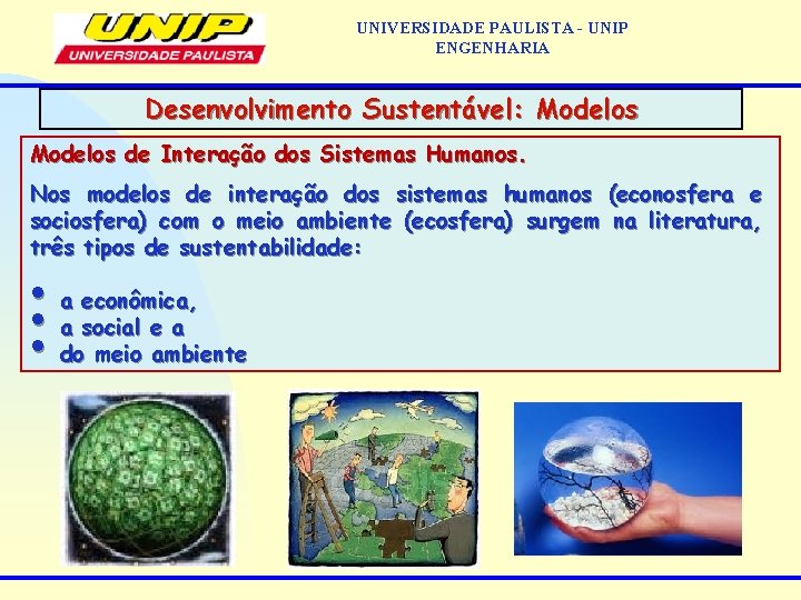 UNIVERSIDADE PAULISTA - UNIP ENGENHARIA Desenvolvimento Sustentável: Modelos de Interação dos Sistemas Humanos. Nos