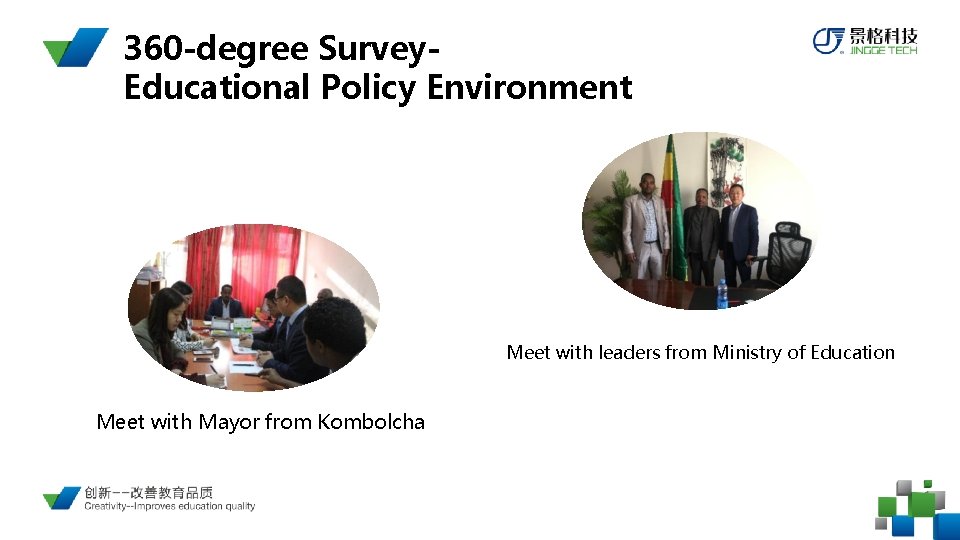 360 -degree Survey. Educational Policy Environment Meet with leaders from Ministry of Education Meet